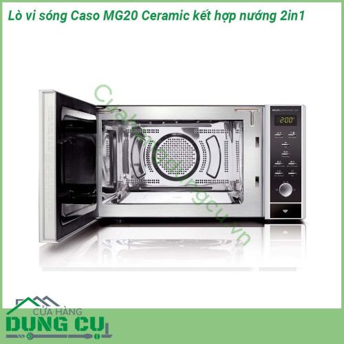 Lò vi sóng Caso MG20 Ceramic kết hợp Nướng 2in1 với thiết kế hiện đại kiểu dáng sang trọng vận hành ổn định hoàn hảo cho nhà bếp của gia đình làm nóng nấu chín và nướng thức ăn nhanh hơn và tiết kiệm năng lượng hơn