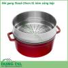 Nồi gang Staub 26cm 5L kèm xửng hấp được mệnh danh là chiếc nồi tốt nhất để làm món hầm kho và hấp Với thiết kế cực thời trang và đẹp mắt quy trình tráng men majolica ba lớp đặc biệt chất lượng cao giúp cải thiện khả năng chống sốc nhiệt và trầy xước