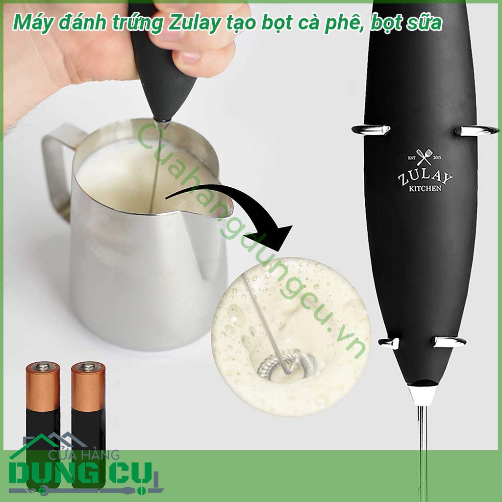 Máy đánh trứng tạo bọt cà phê Zulay thiết kế nhỏ gọn đầu trộn bằng chất liệu inox độ bền cao Chỉ cần gạt nhẹ chiếc máy trứng của bạn sẽ được đánh thật tơi và bông xốp hay cháo của bé yêu sẽ được đánh mềm