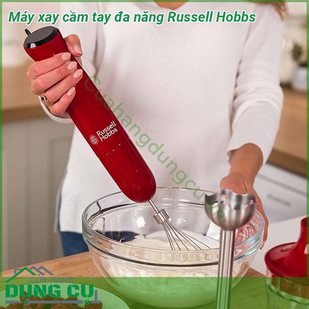 Máy xay cầm tay đa năng Russell Hobbs sử dụng nhựa cao cấp an toàn và chất lượng cao công suất mạnh mẽ với thiết kế trang nhã gọn nhẹ  có thể xay nhiều loại thực phẩm để chế biến và nấu ăn một cách dễ dàng