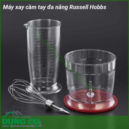 Máy xay cầm tay đa năng Russell Hobbs sử dụng nhựa cao cấp an toàn và chất lượng cao công suất mạnh mẽ với thiết kế trang nhã gọn nhẹ  có thể xay nhiều loại thực phẩm để chế biến và nấu ăn một cách dễ dàng