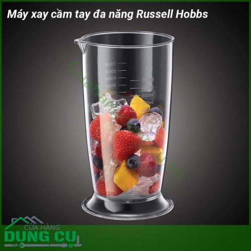 Máy xay cầm tay đa năng Russell Hobbs sử dụng nhựa cao cấp an toàn và chất lượng cao công suất mạnh mẽ với thiết kế trang nhã gọn nhẹ  có thể xay nhiều loại thực phẩm để chế biến và nấu ăn một cách dễ dàng