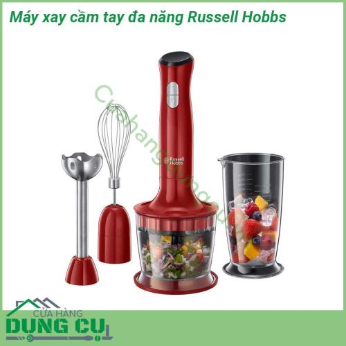 Máy xay cầm tay đa năng Russell Hobbs sử dụng nhựa cao cấp an toàn và chất lượng cao công suất mạnh mẽ với thiết kế trang nhã gọn nhẹ  có thể xay nhiều loại thực phẩm để chế biến và nấu ăn một cách dễ dàng