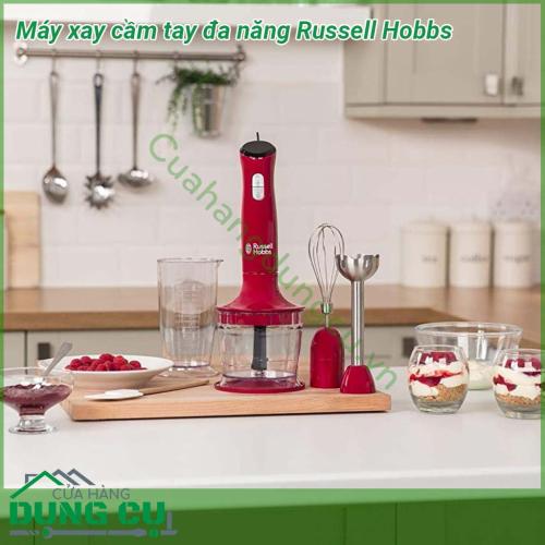 Máy xay cầm tay đa năng Russell Hobbs sử dụng nhựa cao cấp an toàn và chất lượng cao công suất mạnh mẽ với thiết kế trang nhã gọn nhẹ  có thể xay nhiều loại thực phẩm để chế biến và nấu ăn một cách dễ dàng