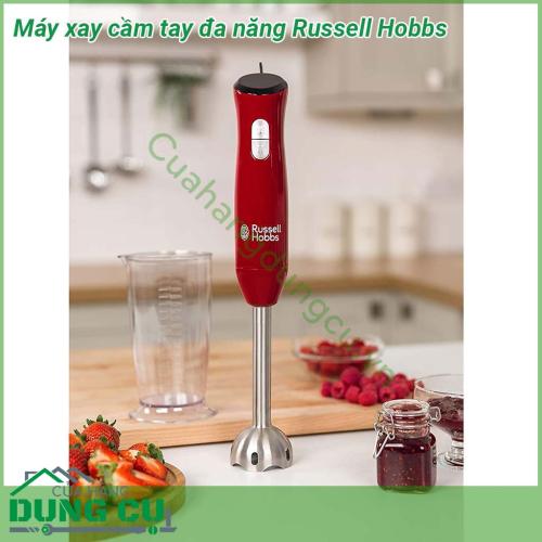 Máy xay cầm tay đa năng Russell Hobbs sử dụng nhựa cao cấp an toàn và chất lượng cao công suất mạnh mẽ với thiết kế trang nhã gọn nhẹ  có thể xay nhiều loại thực phẩm để chế biến và nấu ăn một cách dễ dàng