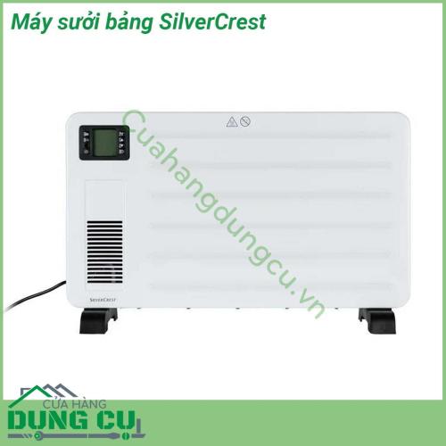 Máy sưởi bảng SilverCrest được thiết kế gọn xinh có thể treo trên tường hoặc dưới đất Máy có công suất mạnh mẽ hoạt động êm ái không gây tiếng ồn