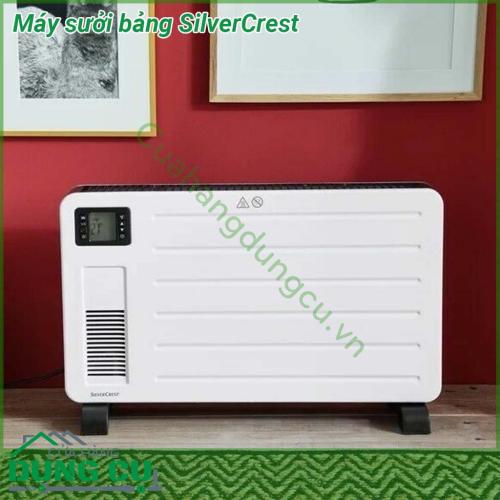 Máy sưởi bảng SilverCrest được thiết kế gọn xinh có thể treo trên tường hoặc dưới đất Máy có công suất mạnh mẽ hoạt động êm ái không gây tiếng ồn