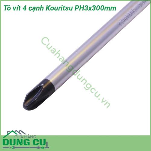 Tô vít 4 cạnh Kouritsu PH3x300mm được làm bằng thép đặc biệt rèn nóng với áp lực cao chống mài mòn  Cán bọc nhựa đúc theo khuôn nắm tay cao cấp mềm cảm giác cầm khá đằm tay và đặc biệt chống trơn trượt