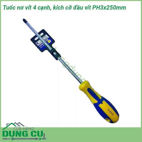 Tuốc nơ vít 4 cạnh Kouritsu PH3x250mm được làm từ chất liệu cao cấp Thép mạ crôm vanadium được xử lý nhiệt chân không đảm bảo hiệu suất sử dụng ổn định  Tay cầm được làm bằng vật liệu PP + TPR cảm giác tay thoải mái đặc biệt chống trơn trượt khi sử dụng