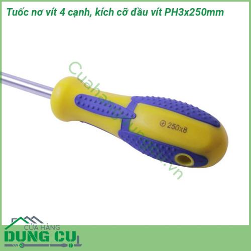 Tuốc nơ vít 4 cạnh Kouritsu PH3x250mm được làm từ chất liệu cao cấp Thép mạ crôm vanadium được xử lý nhiệt chân không đảm bảo hiệu suất sử dụng ổn định  Tay cầm được làm bằng vật liệu PP + TPR cảm giác tay thoải mái đặc biệt chống trơn trượt khi sử dụng