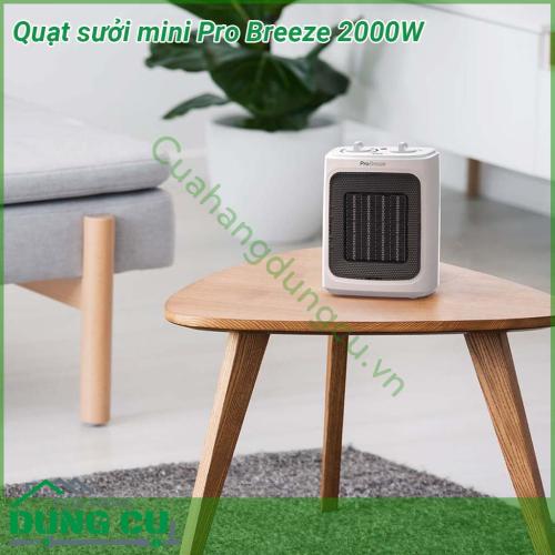 Quạt sưởi mini Pro Breeze 2000W thiết kế nhỏ gọn xinh xắn Đặt trên bàn làm việc gọn mà đẹp sẽ giúp xua tan cái lạnh mùa đông