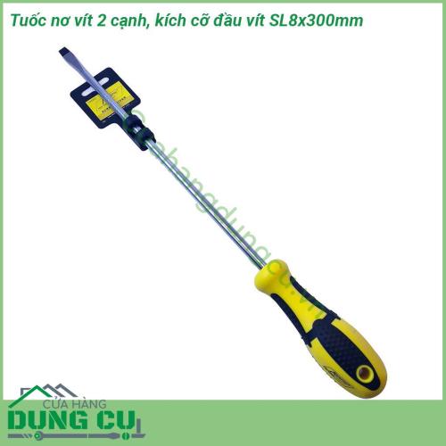 Tua vít 2 cạnh kích cỡ đầu vít SL8X300 thiết kế nhỏ gọn trọng lượng nhẹ dễ dàng cho việc mang theo sử dụng hoặc cất vào trong hộp đồ nghề  Màu sắc bắt mắt kiểu dáng đẹp hiện đại