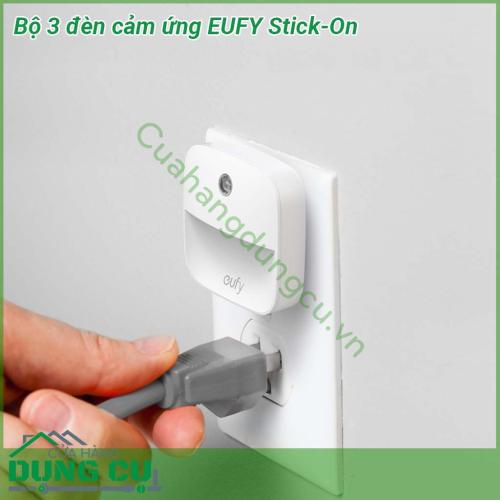 Bộ 3 đèn cảm ứng chiếu sáng Eufy Stick-On trắng ấm cảm biến chuyển động sử dụng cho phòng ngủ phòng tắm nhà bếp hành lang cầu thang tiết kiệm năng lượng thiết kế nhỏ gọn  