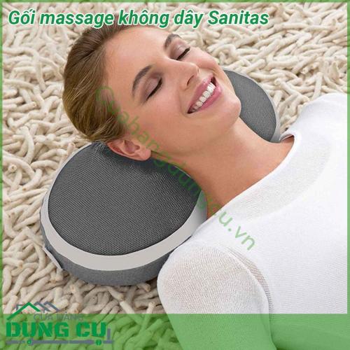 Gối massage không dây Sanitas thiết kế gọn nhẹ không dây dễ sử dụng và dễ đem theo khi di chuyển Gối massage sẽ giúp bạn thư giãn vùng gáy cổ lưng sau một ngày dài mệt mỏi hay khi ngồi lái xe đường trường hoặc trong những chuyến bay dài cả chục tiếng