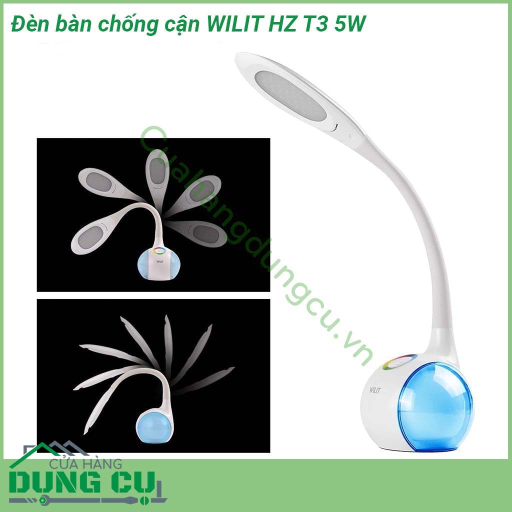 Đèn bàn chống cận WILIT HZ T3 5W có công suất 5W với 5500-6500 hiệu ứng ánh sáng trắng thông qua 34 đèn LED chất lượng cao ánh sáng mềm mại đồng đều