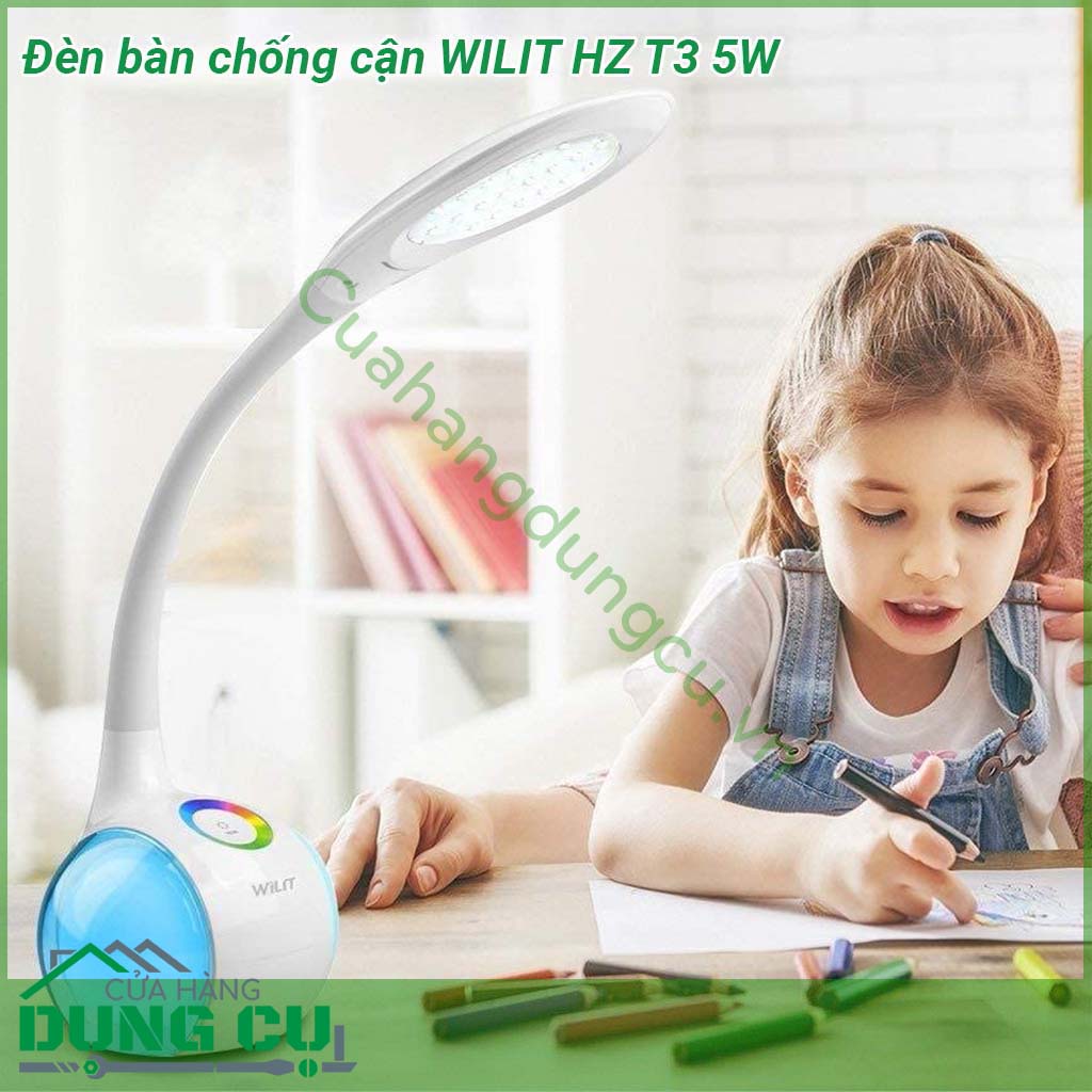 Đèn bàn chống cận WILIT HZ T3 5W có công suất 5W với 5500-6500 hiệu ứng ánh sáng trắng thông qua 34 đèn LED chất lượng cao ánh sáng mềm mại đồng đều