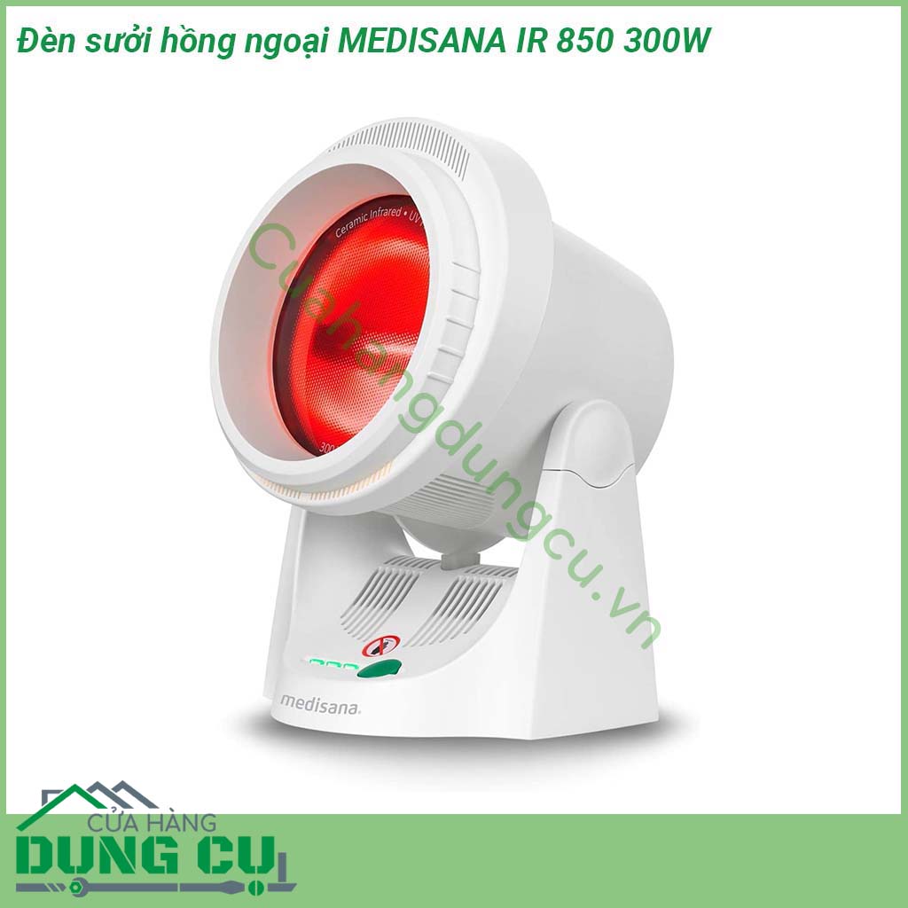 Đèn sưởi hồng ngoại Medisana IR 850 thiết kế nhỏ gọn với công suất mạnh mẽ Đèn sưởi có thể được sử dụng để thư giãn cơ bắp hoặc điều trị cảm lạnh giúp thúc đẩy lưu thông máu và có thể giảm đau một cách hiệu quả