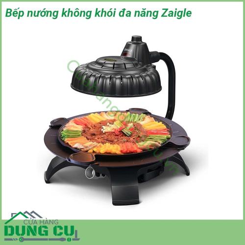 Bếp nướng không khói đa năng Zaigle với thiết kế nhỏ gọn nướng không có mùi không khói không bắn dầu  Dễ sử dụng không cần nước hoặc dầu trong khi nấu Không cần rã đông trước khi nấu