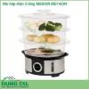 Nồi hấp điện 3 tầng MEDION MD14209 được thiết kế 3 tầng với khả năng hấp được nhiều món 1 lần tiết kiệm thời gian nấu nướng và điện năng  