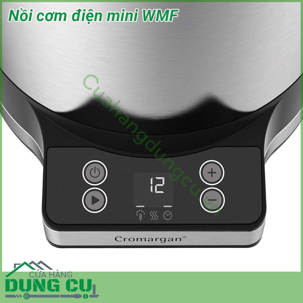 Nồi cơm điện mini đa năng WMF kích thước nhỏ gọn với dung tích là 1 lít  Chất liệu cao cấp an toàn tuyệt đối với sức khỏe người tiêu dùng  Lõi nồi chống dính cao cấp Vung nồi bằng thủy tinh trong suốt dễ quan sát trong lúc nấu ăn quai cầm cách nhiệt