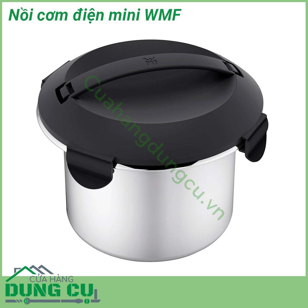 Nồi cơm điện mini đa năng WMF kích thước nhỏ gọn với dung tích là 1 lít  Chất liệu cao cấp an toàn tuyệt đối với sức khỏe người tiêu dùng  Lõi nồi chống dính cao cấp Vung nồi bằng thủy tinh trong suốt dễ quan sát trong lúc nấu ăn quai cầm cách nhiệt