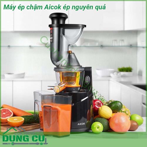 Máy ép chậm Aicok ép nguyên quả sở hữu kiểu dáng hiện đại màu sắc phối kết hợp tinh tế  Máy ép chậm sẽ hỗ trợ bạn chế biến nhiều món nước ép trái cây rau củ thơm ngon bổ dưỡng cho cả gia đình cùng thưởng thức