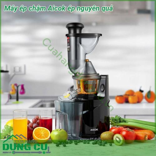 Máy ép chậm Aicok ép nguyên quả sở hữu kiểu dáng hiện đại màu sắc phối kết hợp tinh tế  Máy ép chậm sẽ hỗ trợ bạn chế biến nhiều món nước ép trái cây rau củ thơm ngon bổ dưỡng cho cả gia đình cùng thưởng thức