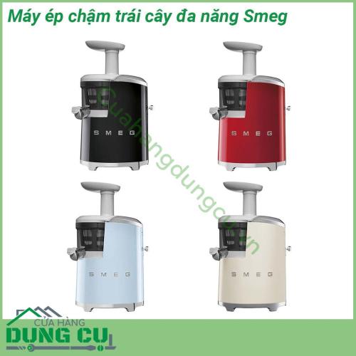 Máy ép chậm hoa quả Smeg màu kem sở hữu kiểu dáng hiện đại kết hợp với màu sắc tinh tế  Động cơ xoay chiều AC mạnh mẽ và bền bỉ với độ ồn thấp và độ rung thấp để tăng cường sự ổn định cho người dùng