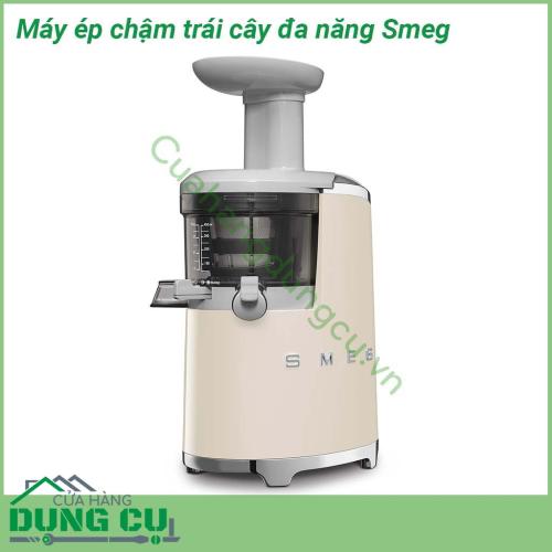 Máy ép chậm hoa quả Smeg màu kem sở hữu kiểu dáng hiện đại kết hợp với màu sắc tinh tế  Động cơ xoay chiều AC mạnh mẽ và bền bỉ với độ ồn thấp và độ rung thấp để tăng cường sự ổn định cho người dùng