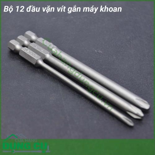 Bộ 12 đầu vặn vít chuôi lục gắn máy khoan gồm 2 loại đầu vặn khác nhau 4 cạnh 2 cạnh chuôi lục giác có thể dễ dàng kết hợp với máy khoan cầm tay để vặn ốc vít 1 cách dễ dàng Sản phẩm nhỏ gọn dễ dàng sử dụng Chất liệu thép chất lượng cao bền đẹp