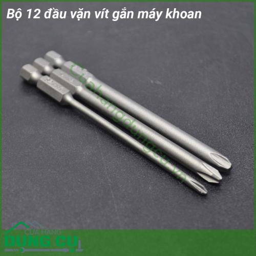 Bộ 12 đầu vặn vít chuôi lục gắn máy khoan gồm 2 loại đầu vặn khác nhau 4 cạnh 2 cạnh chuôi lục giác có thể dễ dàng kết hợp với máy khoan cầm tay để vặn ốc vít 1 cách dễ dàng Sản phẩm nhỏ gọn dễ dàng sử dụng Chất liệu thép chất lượng cao bền đẹp