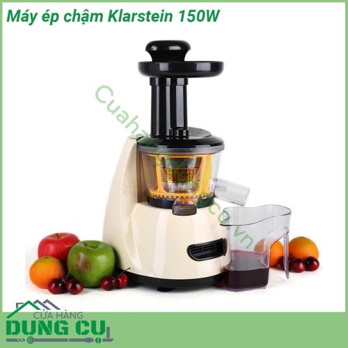 Máy ép chậm hoa quả Klarstein 150W sử dụng công nghệ ép chậm tân tiến nhất hiện nay với động cơ tốc độ chậm khoảng 70 vòng phút kết hợp với màng lọc bằng thép không gỉ sẽ cho chúng ta một sản phẩm nước ép hoàn hảo