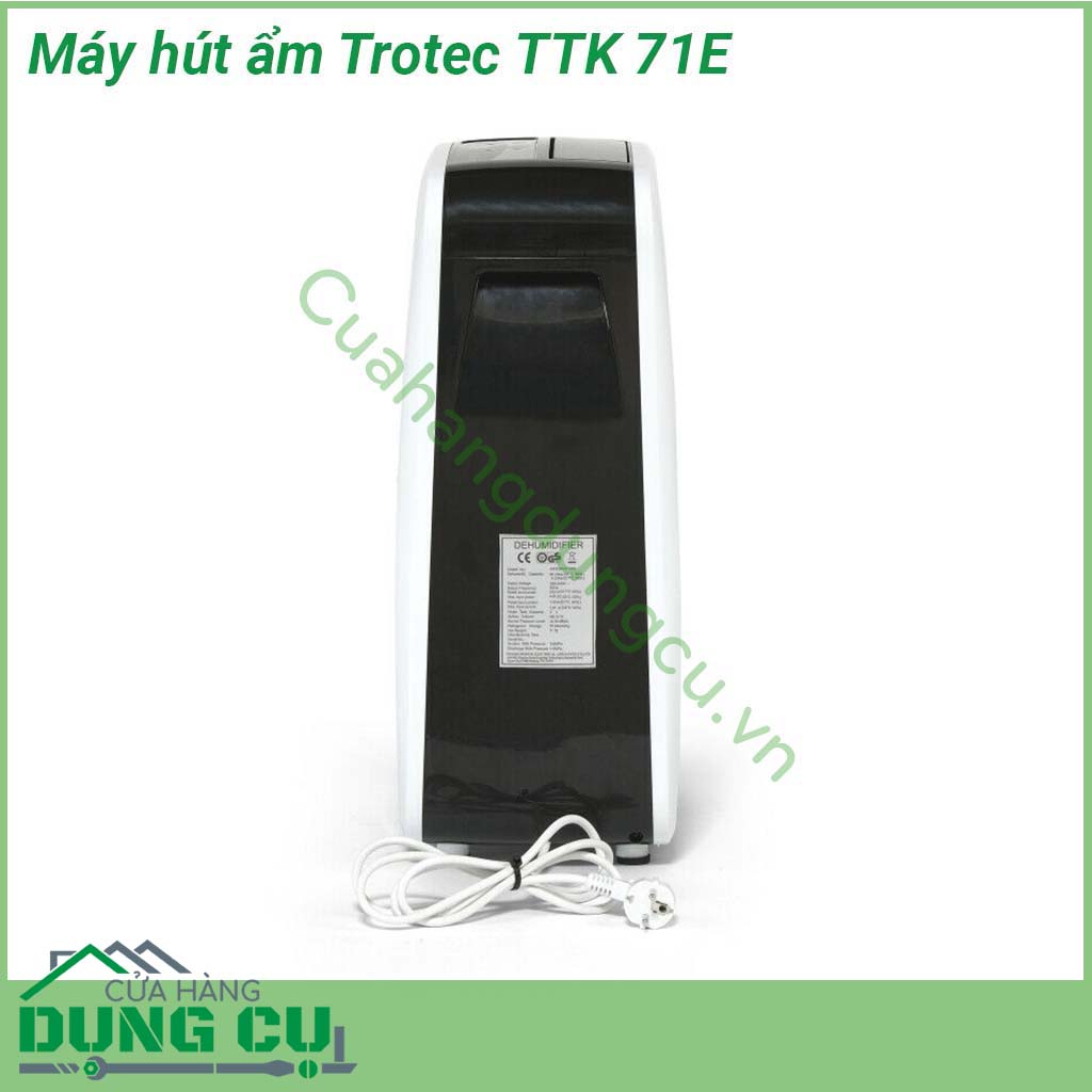 Máy hút ẩm Trotec TTK 71E với dung tích lên đến 24 lít trong 24 giờ đây là đối tác lý tưởng khi nói đến việc giữ cho không gian sống và văn phòng lên đến khoảng 50 m² luôn khô ráo