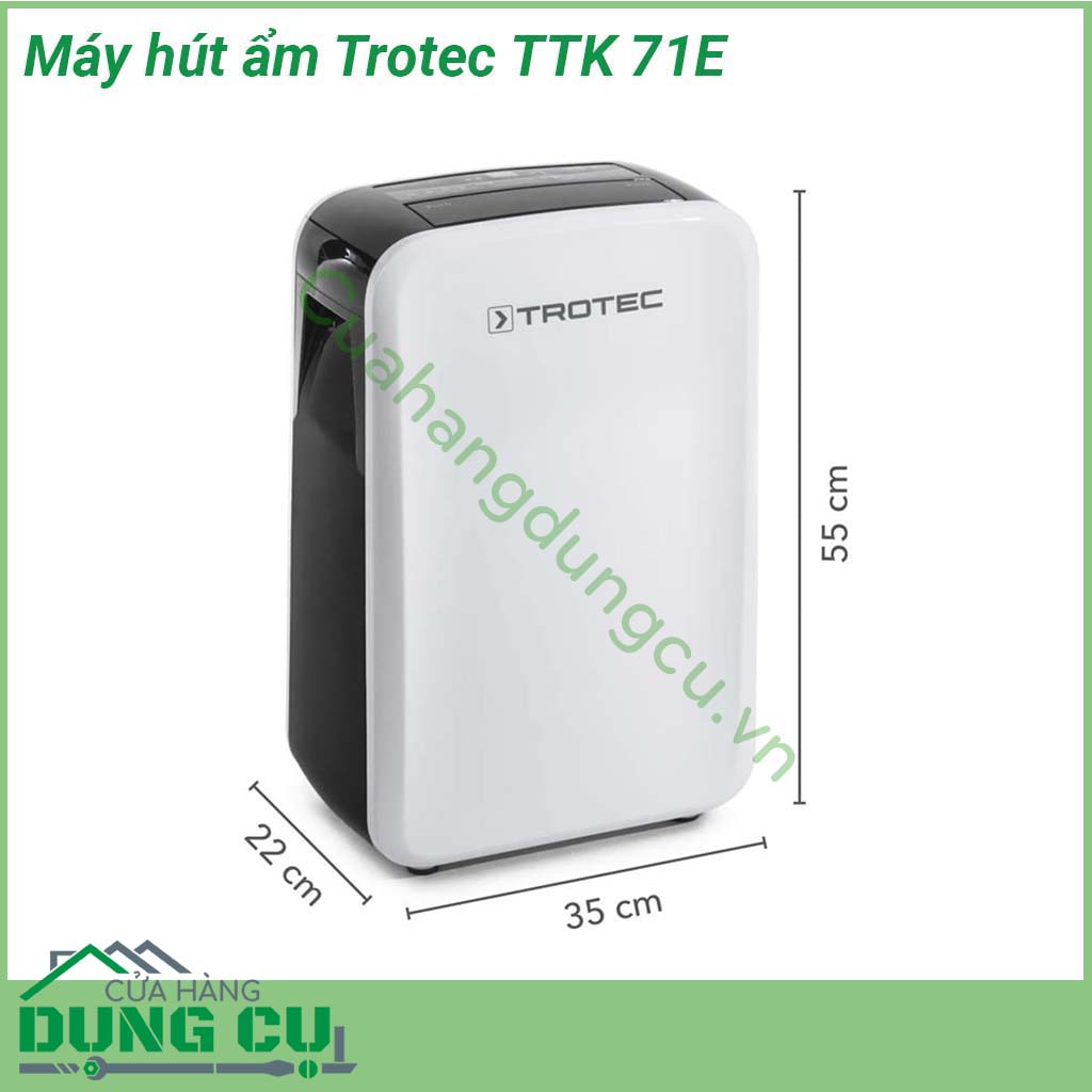 Máy hút ẩm Trotec TTK 71E với dung tích lên đến 24 lít trong 24 giờ đây là đối tác lý tưởng khi nói đến việc giữ cho không gian sống và văn phòng lên đến khoảng 50 m² luôn khô ráo