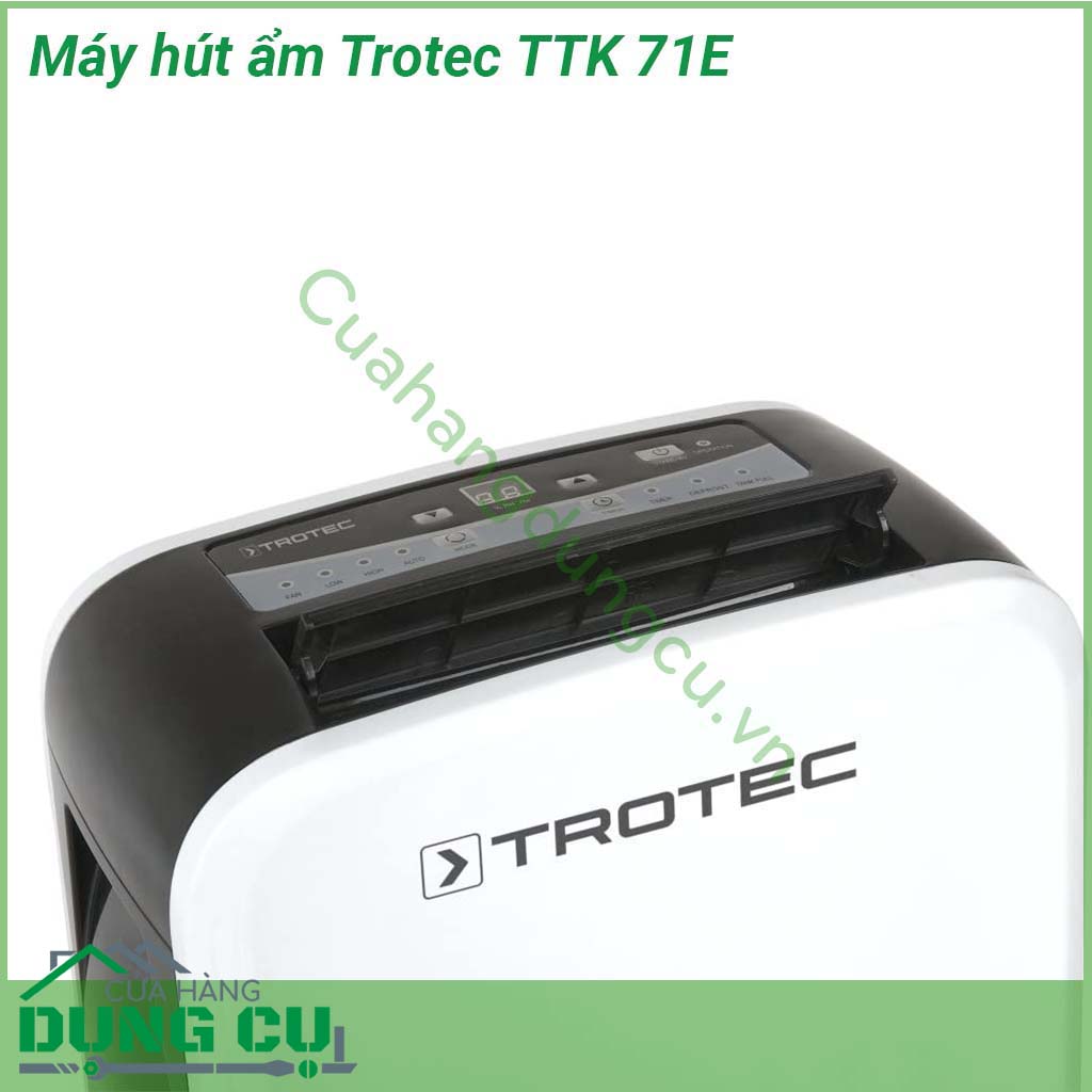 Máy hút ẩm Trotec TTK 71E với dung tích lên đến 24 lít trong 24 giờ đây là đối tác lý tưởng khi nói đến việc giữ cho không gian sống và văn phòng lên đến khoảng 50 m² luôn khô ráo