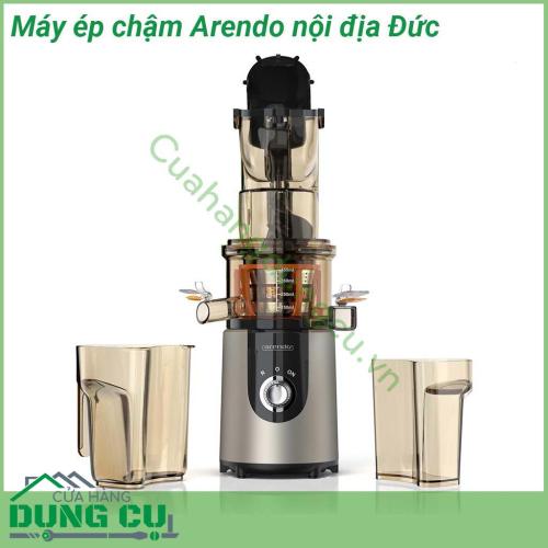 Máy ép chậm Arendo nội địa Đức với thiết kế cực đẹp các bộ phận được khớp với nhau một cách chắn chắn thân máy được làm từ kim loại cao cấp bình chứa và nắp được làm từ nhựa siêu bền Với 2 đầu cho củ quả vào 1 đầu nhỏ và 1 đầu lớn có nẫy khoá  