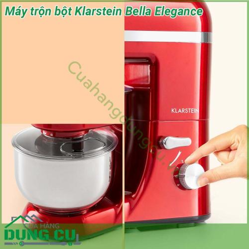 Máy trộn bột đa năng Klarstein Bella Elegance sản phẩm 3 trong 1 tích hợp nhiều tính năng vượt trội Máy được thiết kế chắc chắn dễ sử dụng sáng bóng độ bền cao dễ dàng vệ sinh giúp cho công việc đánh trứng trộn bột thoải mái nhanh chóng