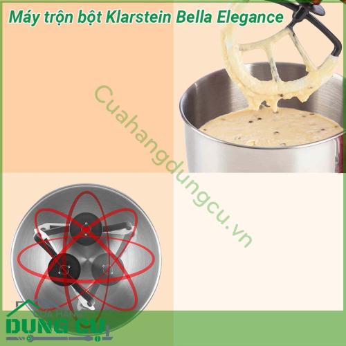 Máy trộn bột đa năng Klarstein Bella Elegance sản phẩm 3 trong 1 tích hợp nhiều tính năng vượt trội Máy được thiết kế chắc chắn dễ sử dụng sáng bóng độ bền cao dễ dàng vệ sinh giúp cho công việc đánh trứng trộn bột thoải mái nhanh chóng