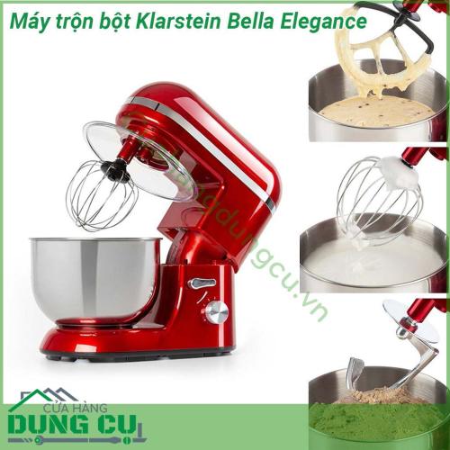 Máy trộn bột đa năng Klarstein Bella Elegance sản phẩm 3 trong 1 tích hợp nhiều tính năng vượt trội Máy được thiết kế chắc chắn dễ sử dụng sáng bóng độ bền cao dễ dàng vệ sinh giúp cho công việc đánh trứng trộn bột thoải mái nhanh chóng