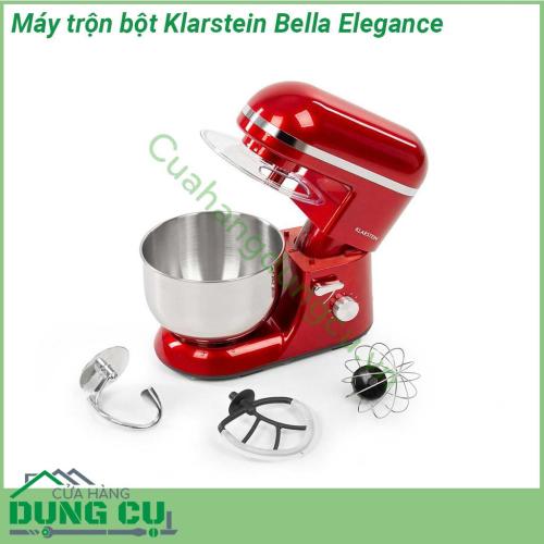 Máy trộn bột đa năng Klarstein Bella Elegance sản phẩm 3 trong 1 tích hợp nhiều tính năng vượt trội Máy được thiết kế chắc chắn dễ sử dụng sáng bóng độ bền cao dễ dàng vệ sinh giúp cho công việc đánh trứng trộn bột thoải mái nhanh chóng