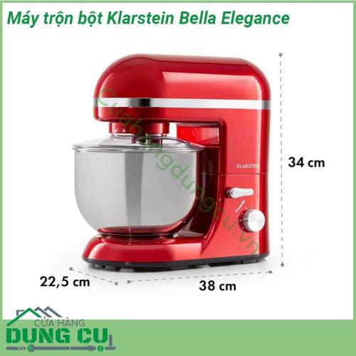 Máy trộn bột đa năng Klarstein Bella Elegance sản phẩm 3 trong 1 tích hợp nhiều tính năng vượt trội Máy được thiết kế chắc chắn dễ sử dụng sáng bóng độ bền cao dễ dàng vệ sinh giúp cho công việc đánh trứng trộn bột thoải mái nhanh chóng