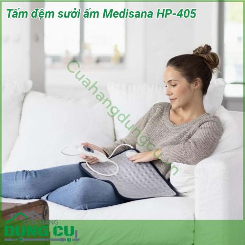 Tấm đệm sưởi ấm Medisana HP-405 được thiết kế để thúc đẩy lưu thông máu và tăng cường sức khỏe Tấm đệm trang bị 3 mức nhiệt độ có thể được điều chỉnh riêng thông công tắc điều khiển nhiệt độ Bạn có thể làm nóng và thư giãn các vùng cơ thể được chọn