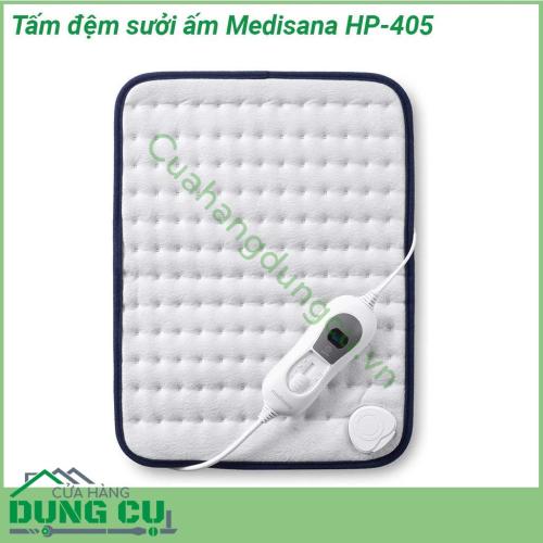 Tấm đệm sưởi ấm Medisana HP-405 được thiết kế để thúc đẩy lưu thông máu và tăng cường sức khỏe Tấm đệm trang bị 3 mức nhiệt độ có thể được điều chỉnh riêng thông công tắc điều khiển nhiệt độ Bạn có thể làm nóng và thư giãn các vùng cơ thể được chọn