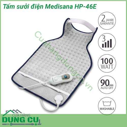 Tấm sưởi làm ấm lưng Medisana HP-46E miếng đệm làm ấm giúp thư giãn lưng giảm đau với cấu tạo mỏng nhẹ giúp bạn có thể dử dụng hàng ngày  Bề mặt mềm mại thân thiện với da