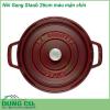 Nồi gang cao cấp Staub 26cm màu mận chín độ bền rất cao có thể sử dụng trong nhiều năm liền Với khả năng giữ nhiệt phân bố nhiệt tốt giúp lưu giữ trọn vẹn hương vị chất dinh dưỡng của món ăn đảm bảo sức khỏe cho cả gia đình