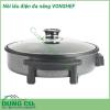 Nồi lẩu điện đa năng VONSHEF với đường kính 28cm nắp kính thủy tinh trong suốt cao cấp có khả năng chịu nhiệt và lực va đập lớn Lớp chống dính an toàn cho sức khỏe đồng thời không sản sinh ra các chất độc hại trong quá trình chế biên thực phẩm