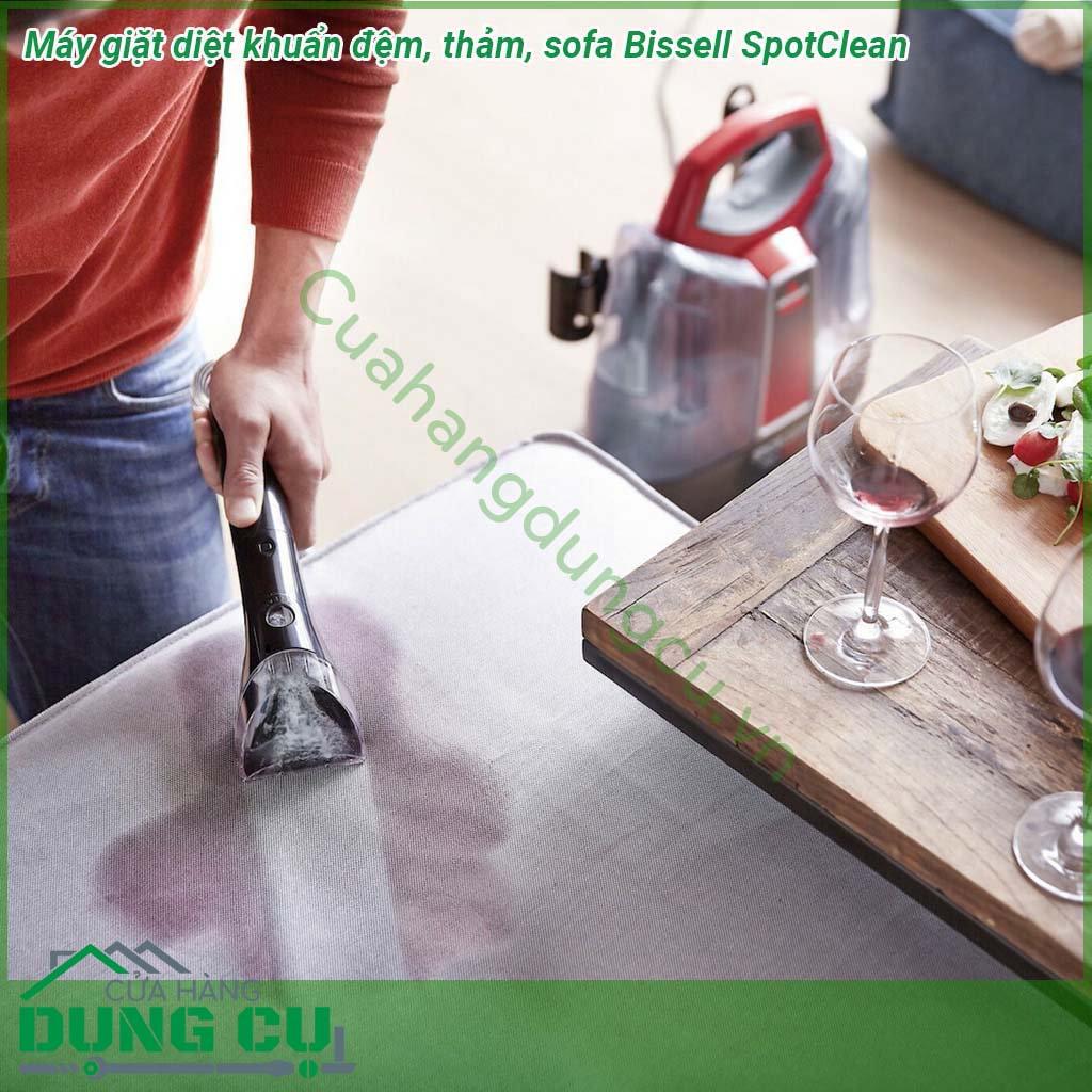 Máy giặt diệt khuẩn đệm sofa Bissell SpotClean ProHeat loại bỏ vết bẩn và bụi bẩn mọi lúc mọi nơi thảm và các bề mặt mềm như ghế sofa nệm nội thất xe hơi và nhiều thứ khác Máy thiết kế gọn nhẹ chiếm ít không gian dễ dàng cất giữ