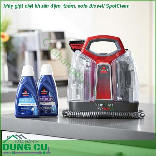 Máy giặt diệt khuẩn đệm sofa Bissell SpotClean ProHeat loại bỏ vết bẩn và bụi bẩn mọi lúc mọi nơi thảm và các bề mặt mềm như ghế sofa nệm nội thất xe hơi và nhiều thứ khác Máy thiết kế gọn nhẹ chiếm ít không gian dễ dàng cất giữ