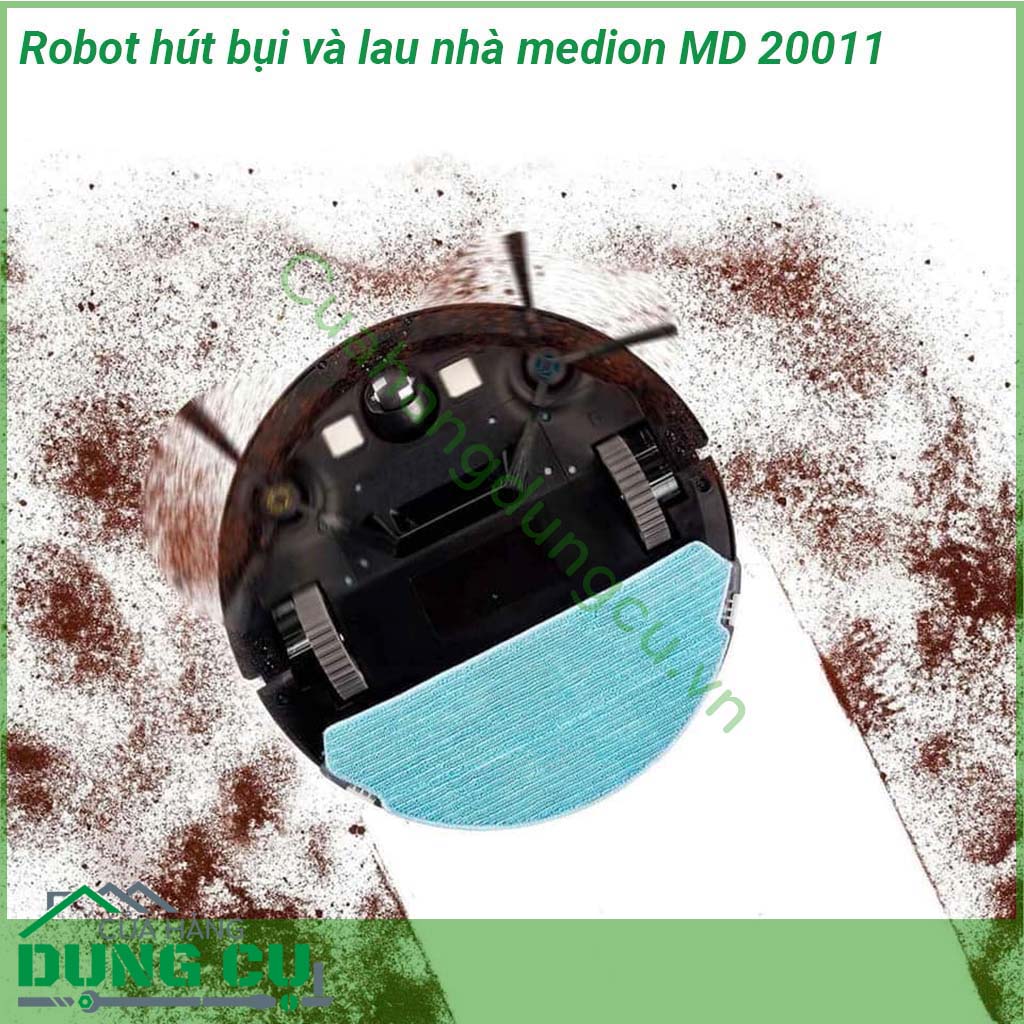 Robot hút bụi và lau nhà Medion MD20011 thiết kế nhỏ gọn kiểu dáng hiện đại Tính năng điều khiển bằng giọng nói thông minh có thể điều khiển từ xa thông qua ứng dụng nếu được yêu cầu đảm bảo độ sạch hoàn hảo nhanh chóng ngay cả khi có nhiều bụi bẩn