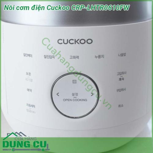 Nồi cơm điện Cuckoo CRP-LHTR0610FW ưu điểm vượt trội thiết kế vô cùng trang nhã hiện đại với gam màu trắng chủ đạo các nút bấm thiết kế tinh tế tạo đường nét mềm mại làm tăng tính sang trọng cho ngôi nhà của bạn